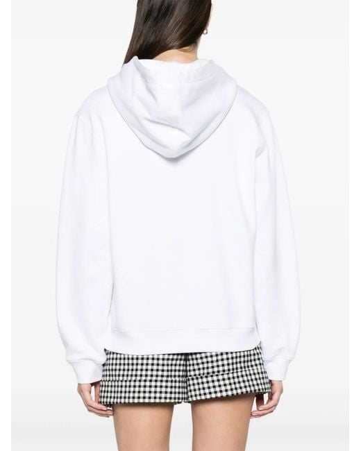 Moschino White Slogan-Print Organic-Cotton Hoodie