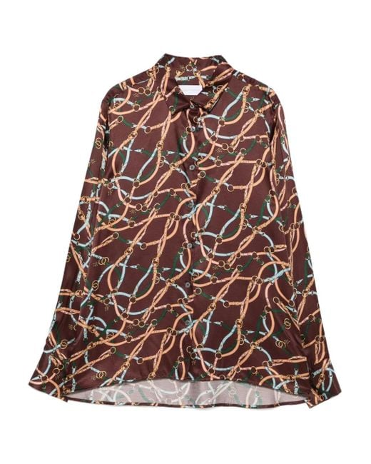 Robert Friedman チェーンプリント シャツ Brown