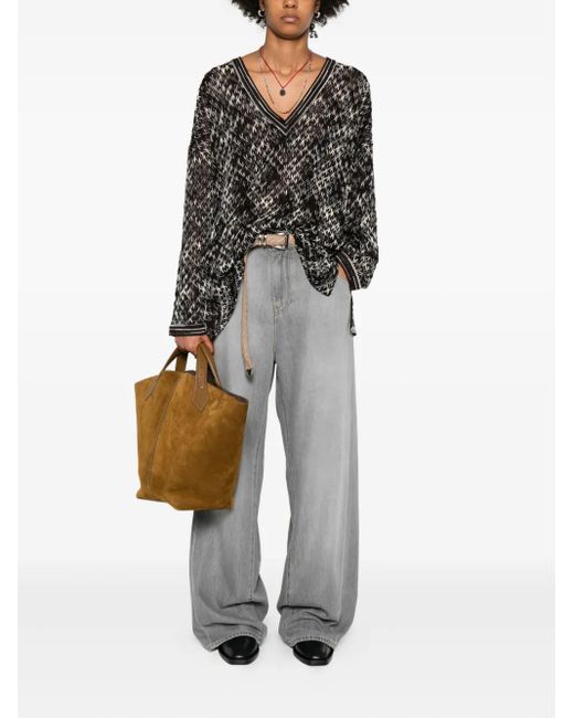 Missoni Black Geometric-Pattern V-Neck Sweater
