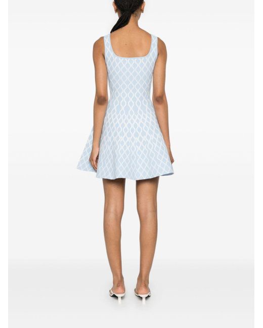 Maje Blue Patterned-Jacquard Mini Dress