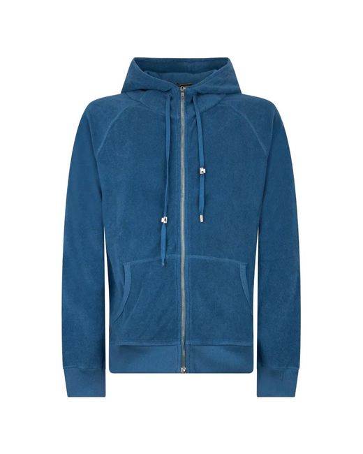 Moorer Blue Melvin Terry-Cloth Zip-Up Hoodie for men
