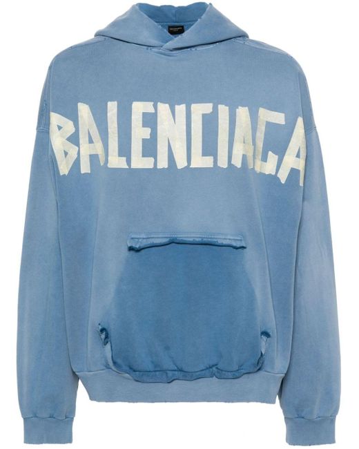 Balenciaga Katoenen Hoodie Met Logoprint in het Blue