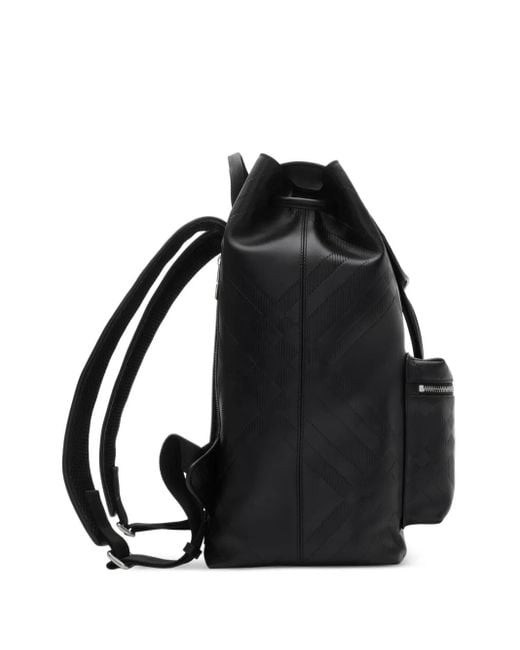 Burberry Black Embossed-Check Backpack for men
