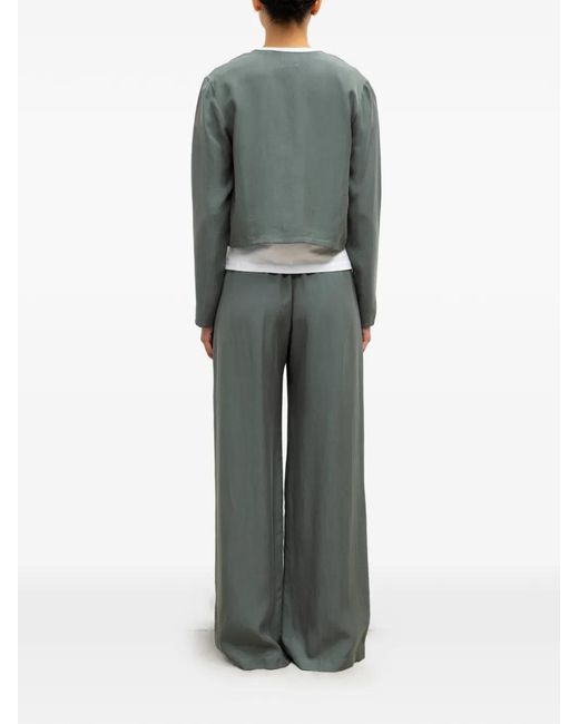 Leset Green Kim Buttoned Cropped Top