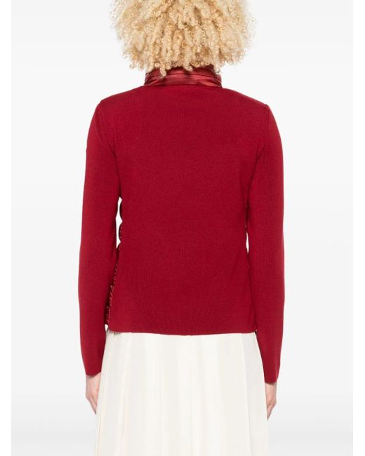 Moncler Red Padded-Front Knit Jacket