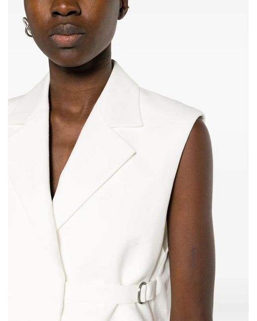 Jil Sander White Belted Cotton Waistcoat