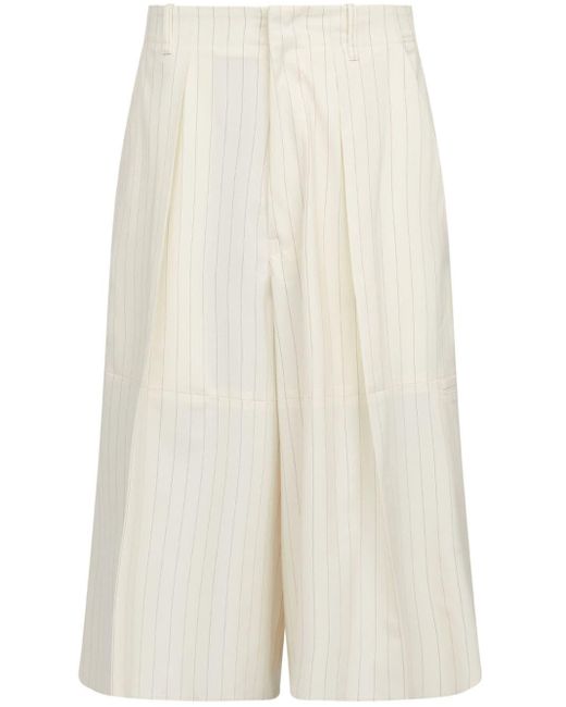 MM6 by Maison Martin Margiela White Striped Cropped Trousers