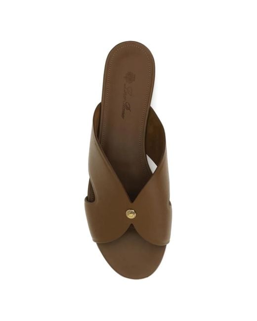 Loro Piana Brown Vera Crossover Mules