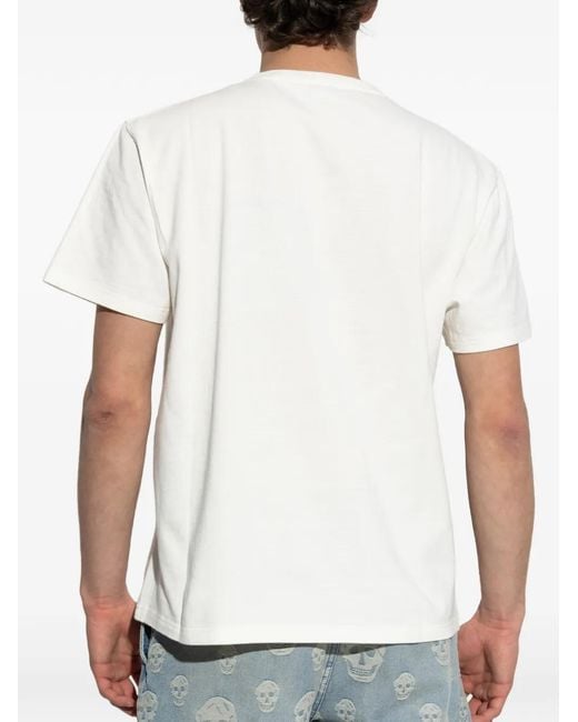 McQueen White Spray Skull Cotton Jersey T-Shirt With Skull Print for men