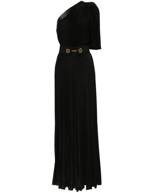 Vestido de fiesta plisado con una sola manga Elisabetta Franchi de color Black
