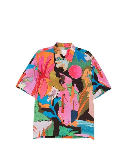 Paul Smith Red Short-Sleeve Patterned Shirt for men
