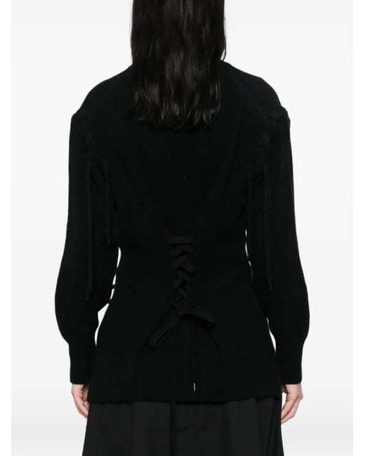 Simone Rocha Black Lace-Up Cardigan