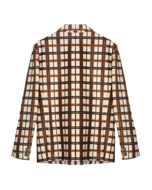 CAMPERLAB Brown Checked Leather Jacket
