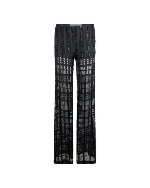 Alberta Ferretti Black Bead-Embellishment Silk Trousers