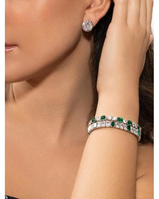 Fantasia by Deserio White Round Stud Earrings