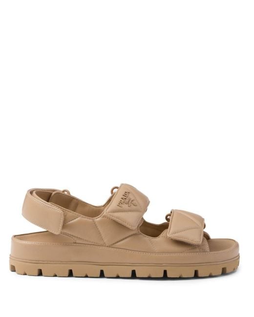 Prada Natural Quilted Leather Sandals