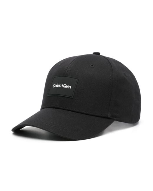 Calvin Klein Black Logo-patch Cotton Hat for men