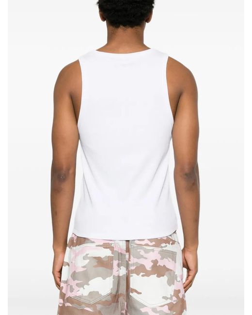 BLUE SKY INN White Logo-Embroidered Ribbed Tank Top for men