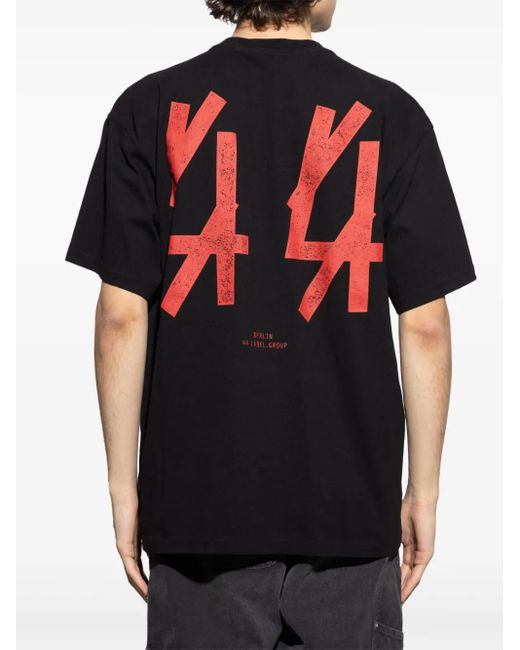 44 Label Group Black Slogan-Print T-Shirt