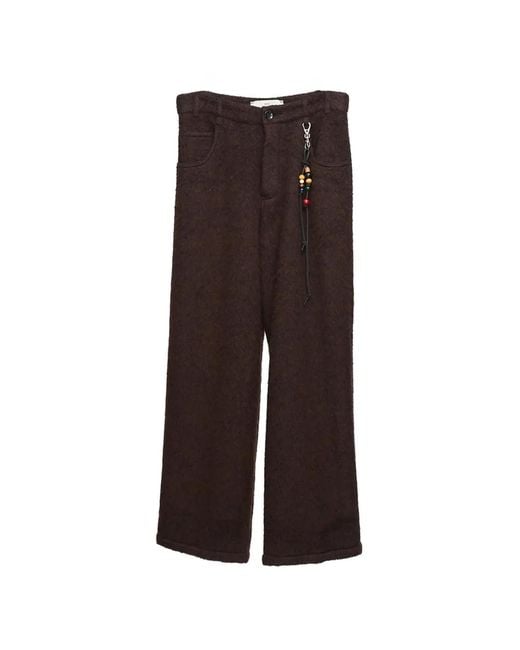 Song For The Mute Brown Wide-Leg Brushed-Finish Trousers for men