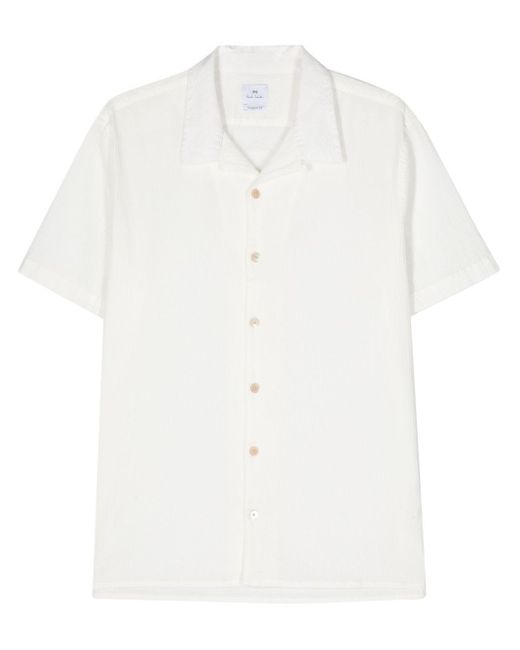 PS by Paul Smith Seersucker-Hemd aus Bio-Baumwolle in White für Herren