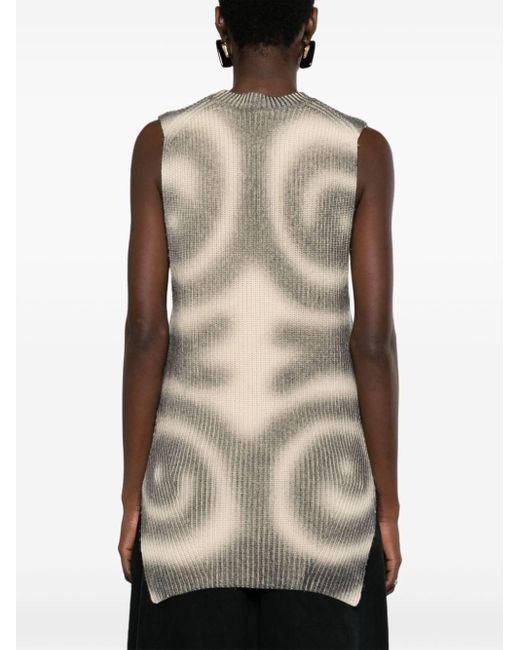 Nanushka Gray Leela Spiral-print Ribbed Vest