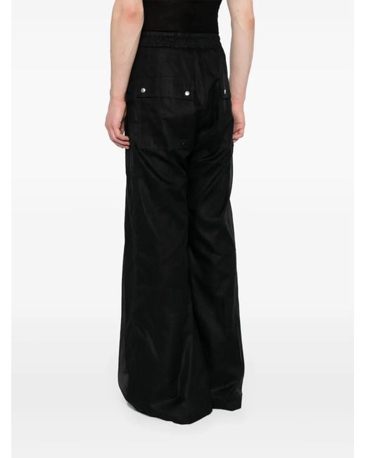 Rick Owens Black Bela Wide-Leg Cotton Trousers for men