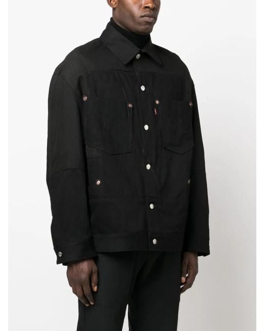 Junya Watanabe Black Buttoned Cotton Shirt Jacket for men