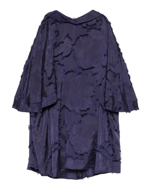 Talbot Runhof Blue Fringed Mini Dress