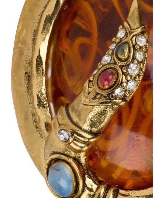 Roberto Cavalli Green Snake-Embellished Amber Earrings