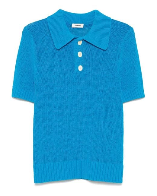 Sandro Gestricktes Poloshirt in Blue für Herren