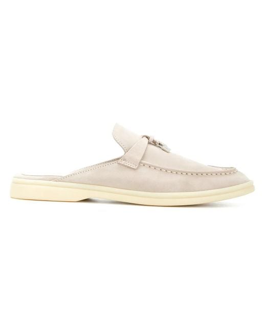 Loro Piana White Slip-On Almond Toe Loafers