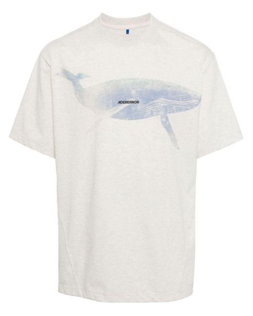 Adererror White Whale-print Cotton T-shirt for men