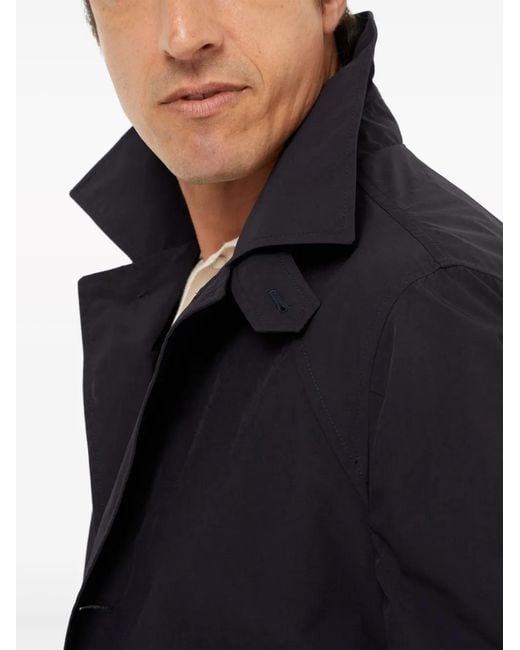 Brunello Cucinelli Blue Single-Breasted Trench Coat for men