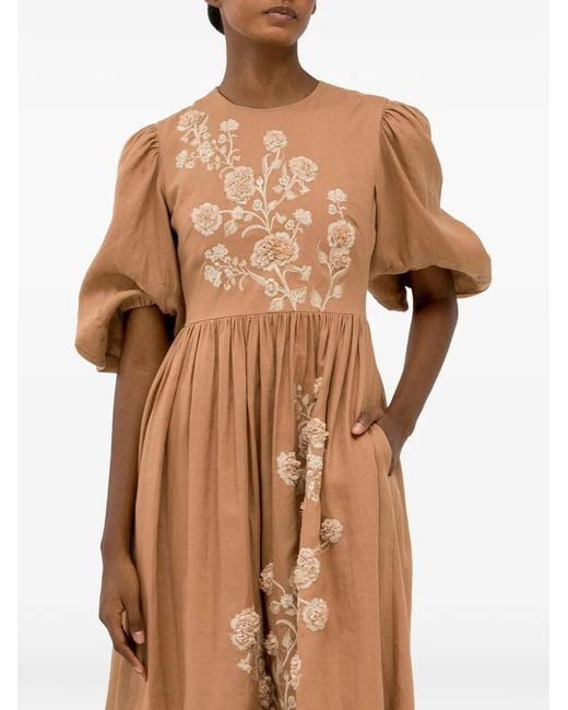 Agua Bendita Natural Raquel Quebrada Embroidered Maxi Dress