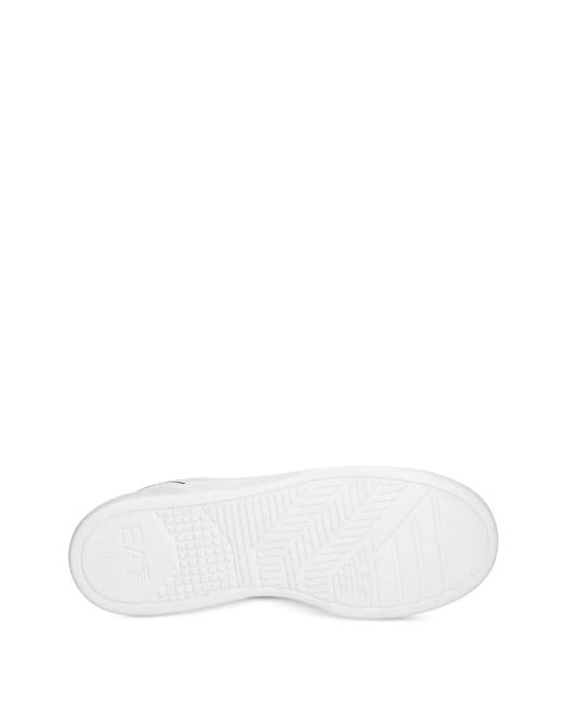 EA7 White New Premium Court Logo-Print Panelled Sneakers