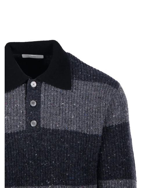 DUNST Blue Striped Knitted Polo Shirt for men