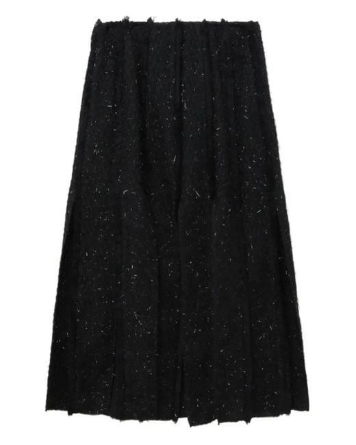 Simone Rocha Black Pleated Metallic-Details Midi Skirt
