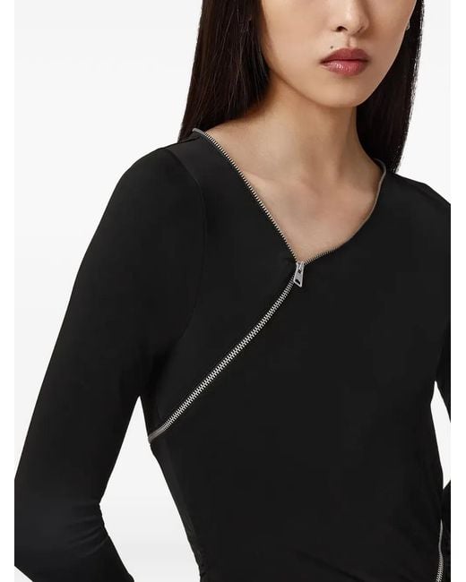 AllSaints Black Elsie Zip-Detail Midi Dress