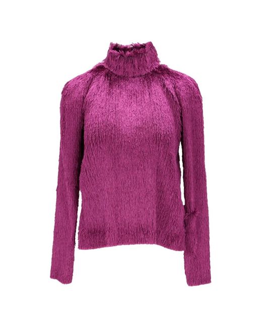 Tom Ford Purple Fringed High-Neck Top