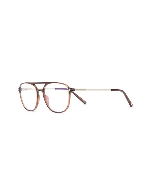 Tom Ford Brown Tortoiseshell Pilot-Frame Glasses for men