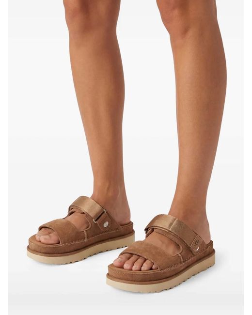 Ugg Brown Chestnut Leather Textile Sandals