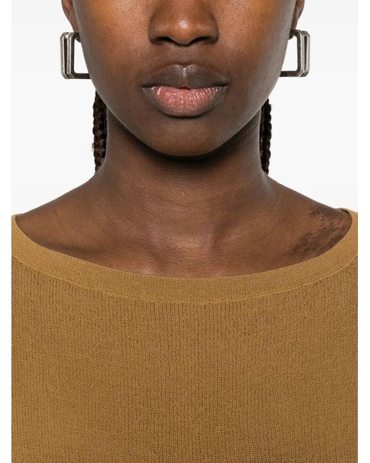 Max Mara Natural Fiorito Boat-Neck Long-Sleeve Sweater