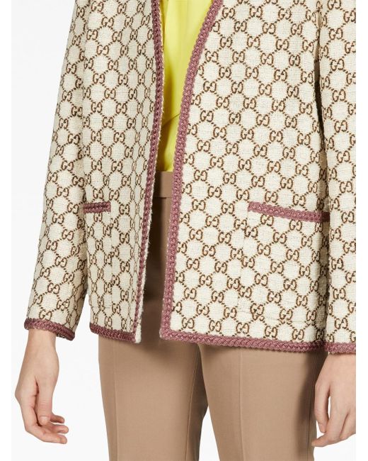 Veste en tweed GG à motif jacquard Gucci en coloris Neutre | Lyst