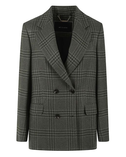 Kiton Black Double-Breasted Check Blazer