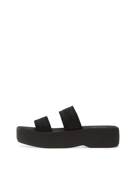 Calvin Klein Black Logo-Print Platform Slides