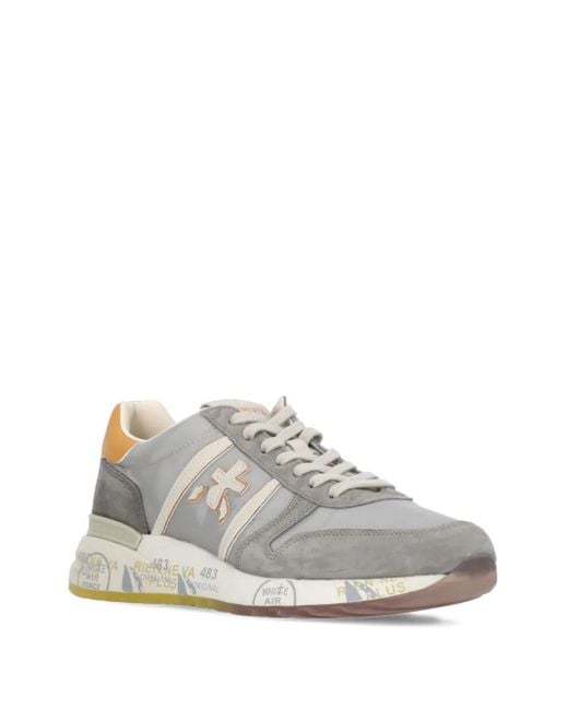 Premiata White Lander Panelled Sneakers for men
