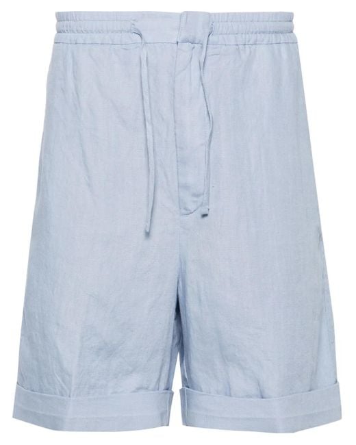 Shorts Con Trama Armatura di Canali in Blue da Uomo