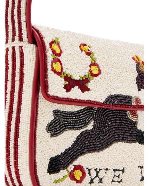 Staud White Bead-Embellished Shoulder Bag
