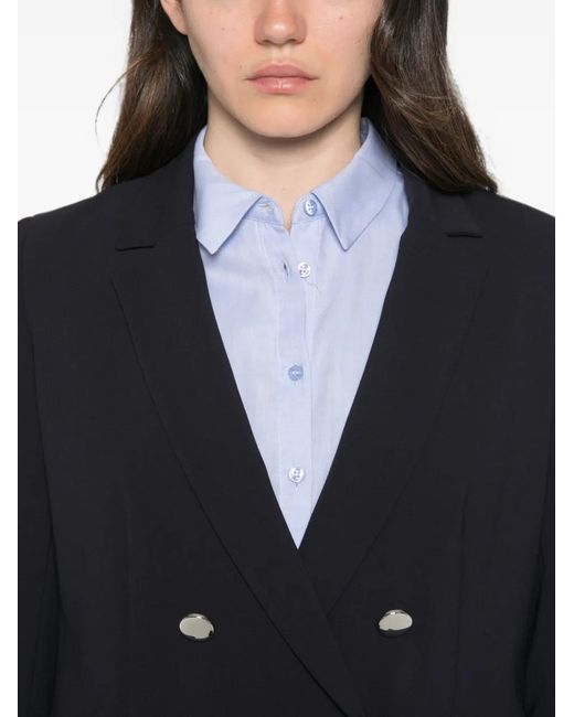 MAISON 123 Blue Florine Double-Breasted Notched-Lapels Blazer